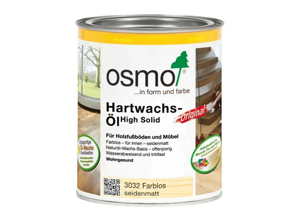 <p><strong>Osmo Hartwachs-Öl</strong></p><p>Seidenmatt 0,75 Liter</p>